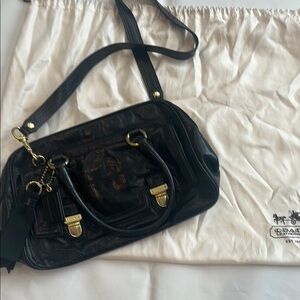 Coach Black Shoulder Bag with Gold Accents